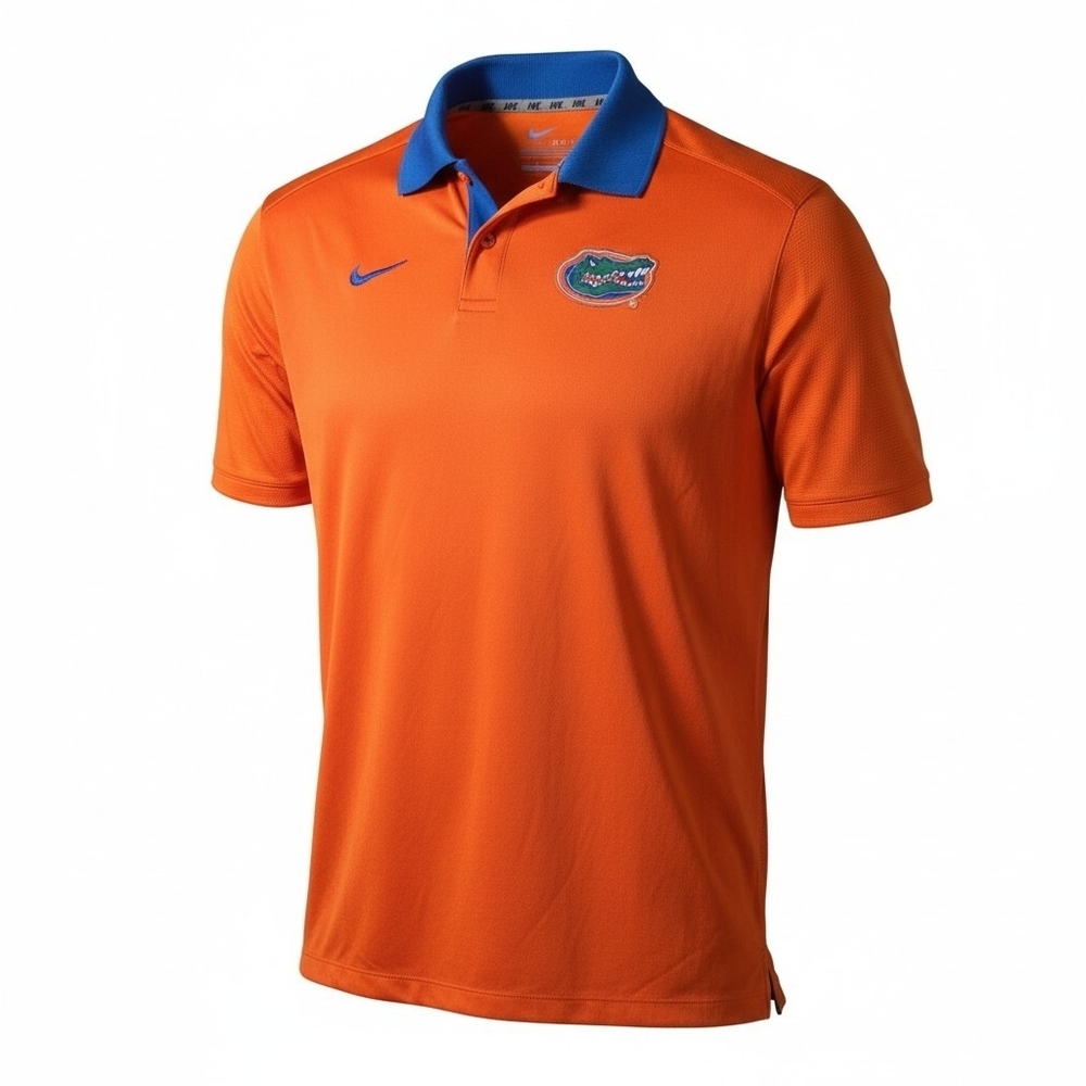 Nike Florida Gators Polo Shirt Men's Large Orange Blue NCAA Embroidered Logo